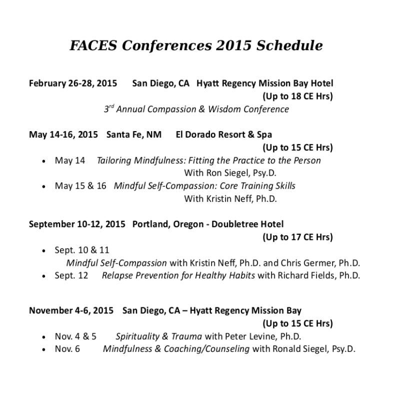 Faces Conferences 2014 Schedule